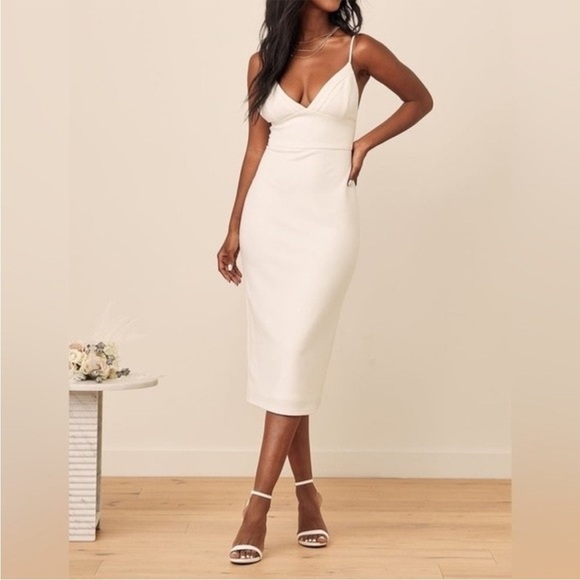 Lulus Dresses & Skirts - Lulu’s All In Favor White Midi Dress Size Small NWT